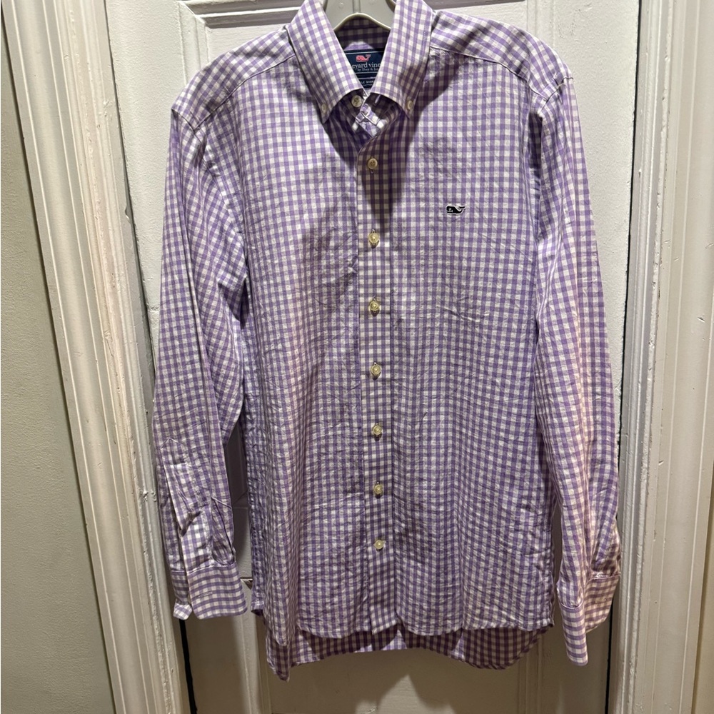 Vineyard Vines Lavender Checkered Men's Shirt XS NEW